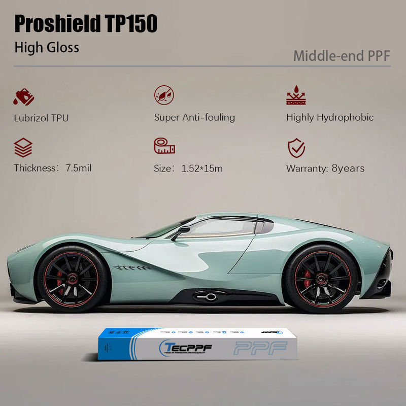 Proteção de pintura de automóveis novos de alto brilho 7.5mil PPF Proteção de pintura de automóveis Polímero hidrofóbico
