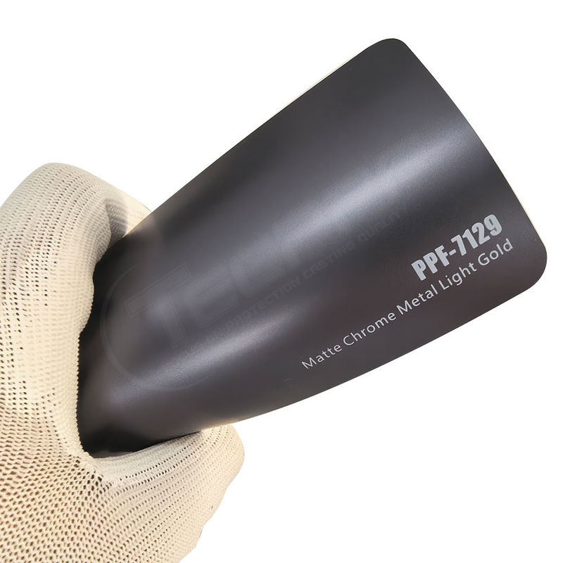 PPF-7129 Matte Chrome Metal Light Gold Color Paint Protective Film para arranhões de carros