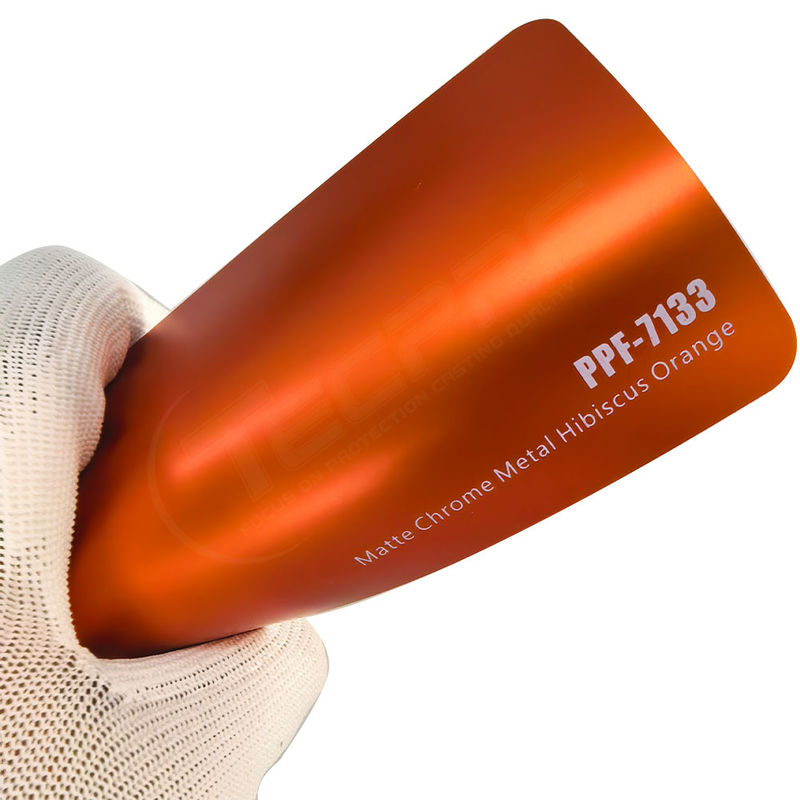 PPF-7133 Matte Chrome Metal Hibiscus Orange Color Paint Protective Film para arranhões de carros