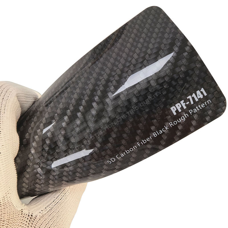 PPF-7141 5D Fibra de Carbono Negro Padrão Grosso Cor Pintura Proteção Película Para Riscos de Carro